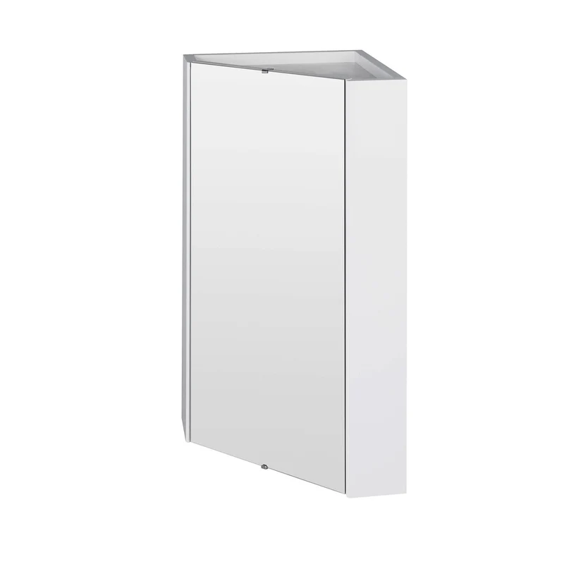 Nuie Mayford Corner Mirror Cabinet Contemporary Gloss White MFC Painted Gloss 650x324x324mm