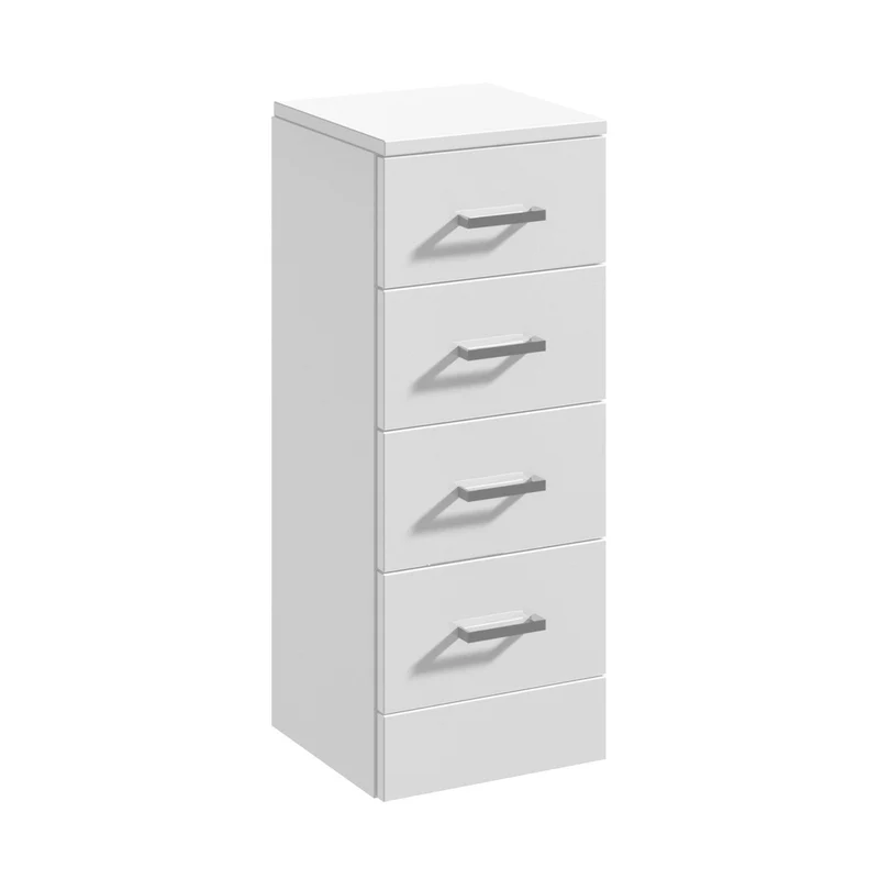 Nuie Mayford 4 Drawer Unit Contemporary Gloss White MFC Painted Gloss 766x300x300mm
