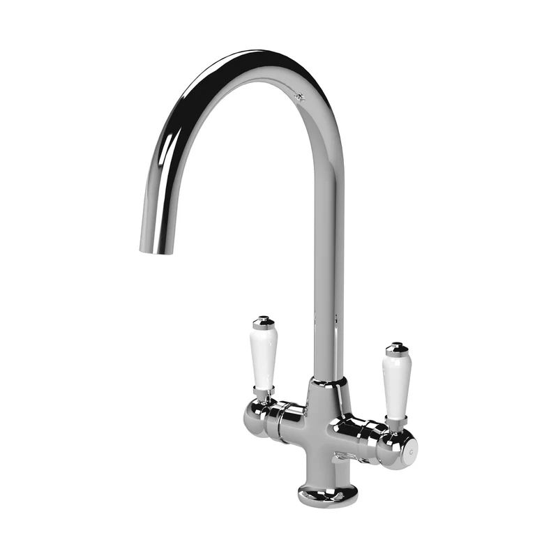 Nuie Cruciform Sink Mixer Traditional Chrome Brass 375x160x220mm