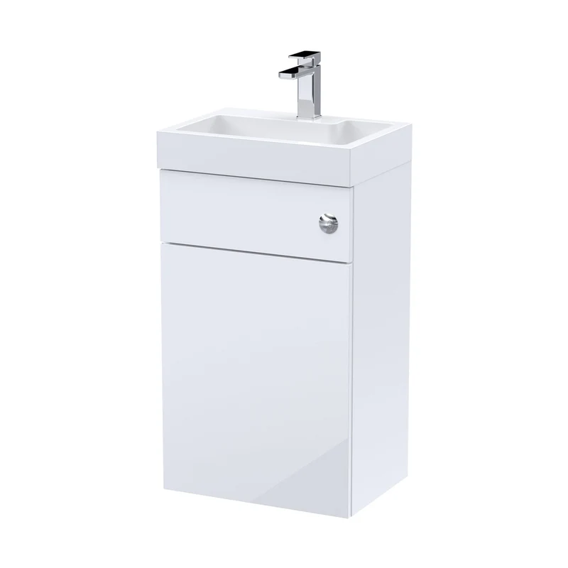 Nuie Athena 2 In 1 500mm Basin & Wc Unit Contemporary Gloss White MFC Painted Gloss 890x503x360mm
