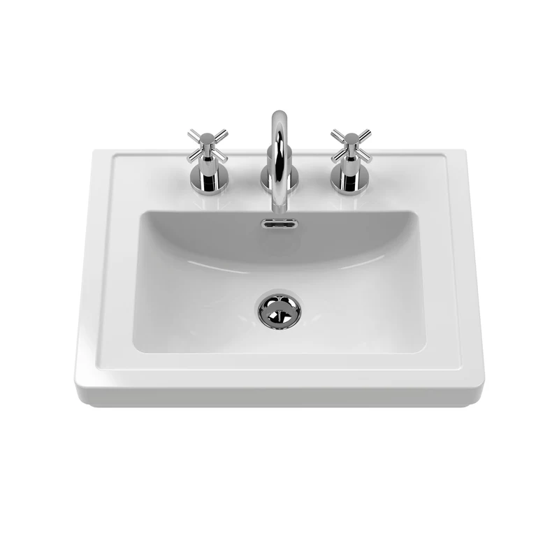 Classique 500mm Wall Hung Vanity Unit With 1 Drawer With Fireclay Basin - Satin Grey