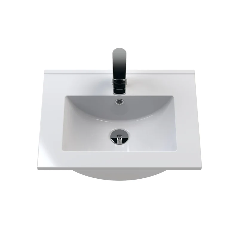 Classique 500mm Floor Standing Vanity Unit With 2 Doors With Minimalist Ceramic Basin - Satin Soft Black