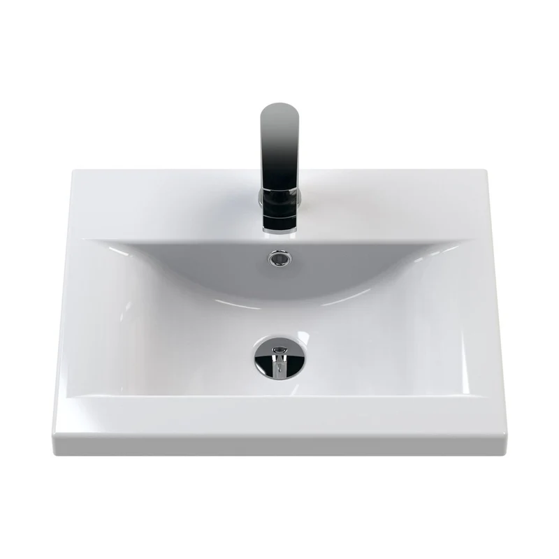 Hudson Reed Fluted 500mm Wall Hung Single Drawer Vanity & Basin 1 Contemp Satin White MFC Painted Gloss 399x510x390mm