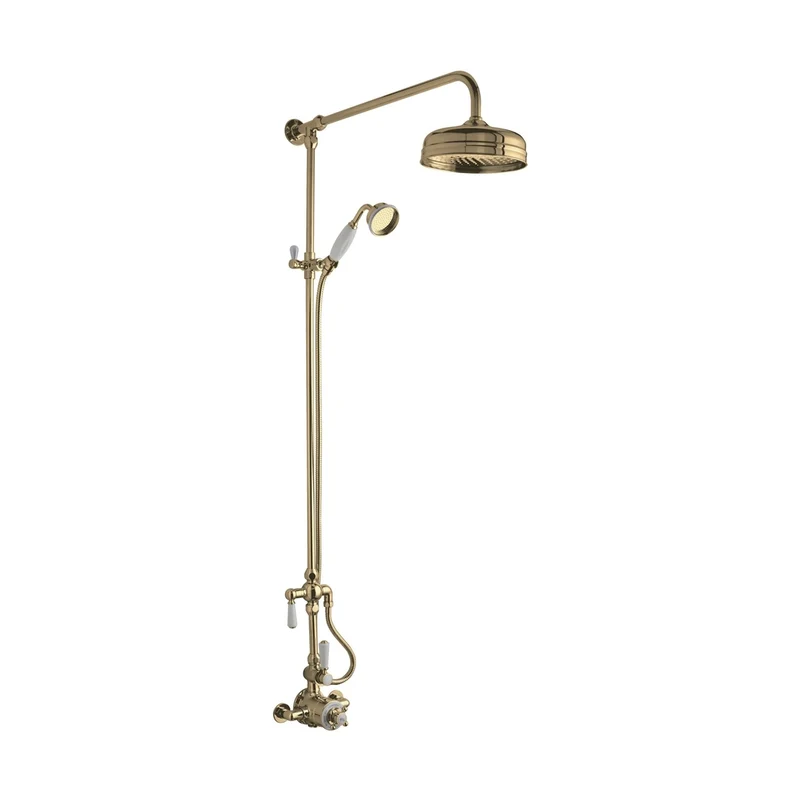 Hudson Reed Exposed Valve Sets Wall Mounted Thermostatic Shower Valve & Kit Trad Brushed Brass Brass - A8119