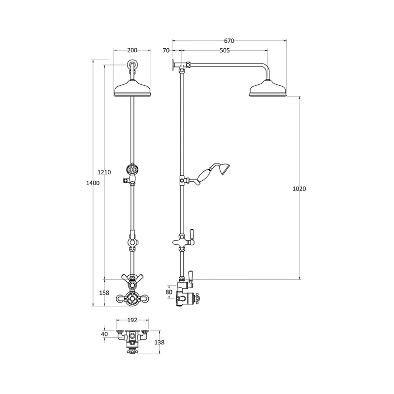 Hudson Reed Exposed Valve Sets Wall Mounted Thermostatic Shower Valve & Kit Trad Brushed Brass Brass - A8119