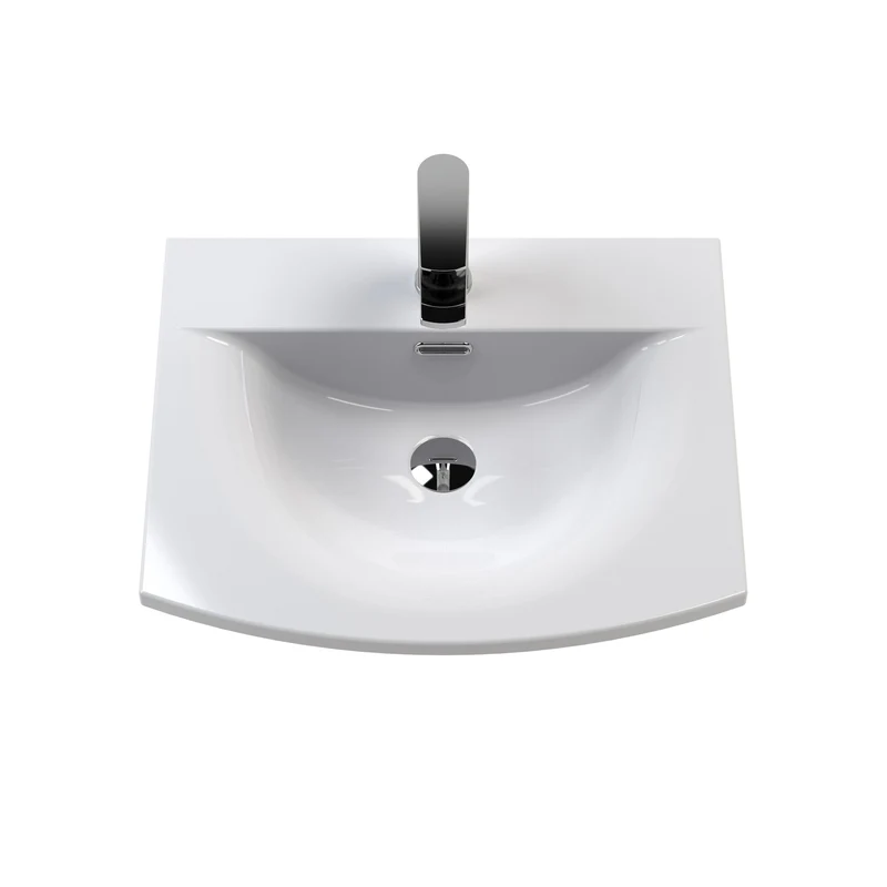 Classique 500mm Floor Standing Vanity Unit With 2 Doors With Curved Ceramic Basin - Satin White