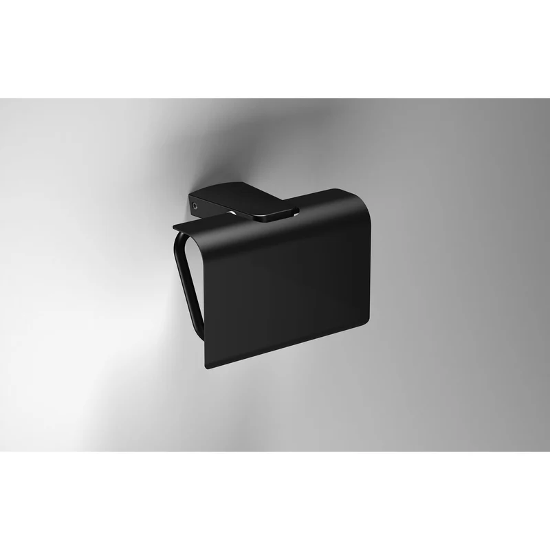 Sonia S6 Toilet Roll Holder with Flap - Matt Black