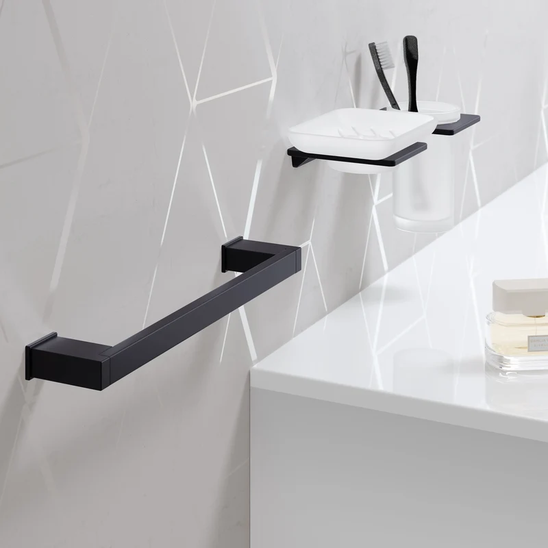 Sonia S Cube Open Towel Bar - Matt Black