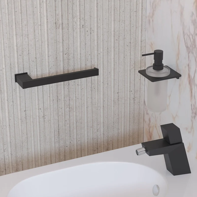 Sonia S Cube Open Towel Bar - Matt Black