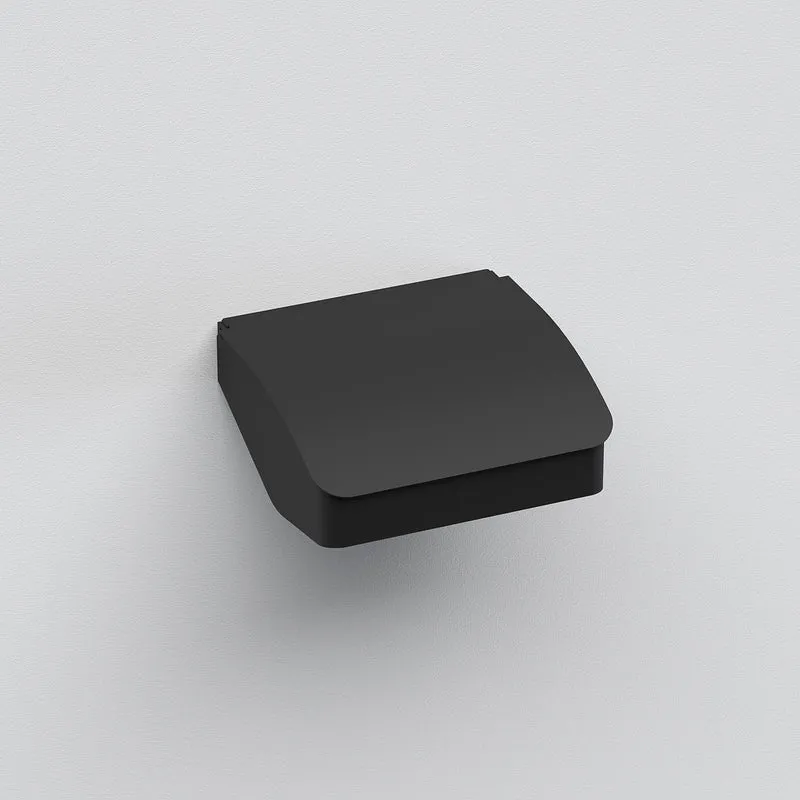 Sonia S Cube Toilet Roll Holder with Flap - Matt Black