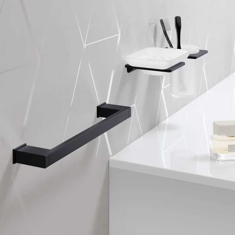 Sonia S Cube Open Toilet Roll Holder - Matt Black