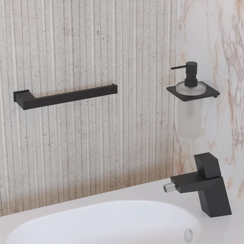 Sonia S Cube Open Toilet Roll Holder - Matt Black