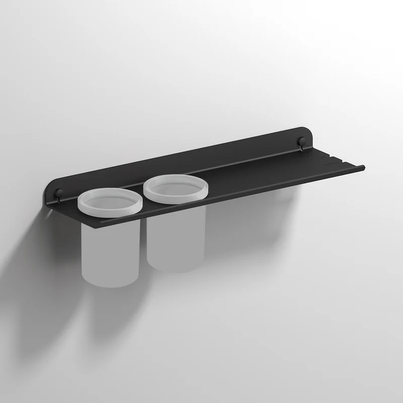 Sonia Quick Shelf With Double Large Tumbler - Matt Black