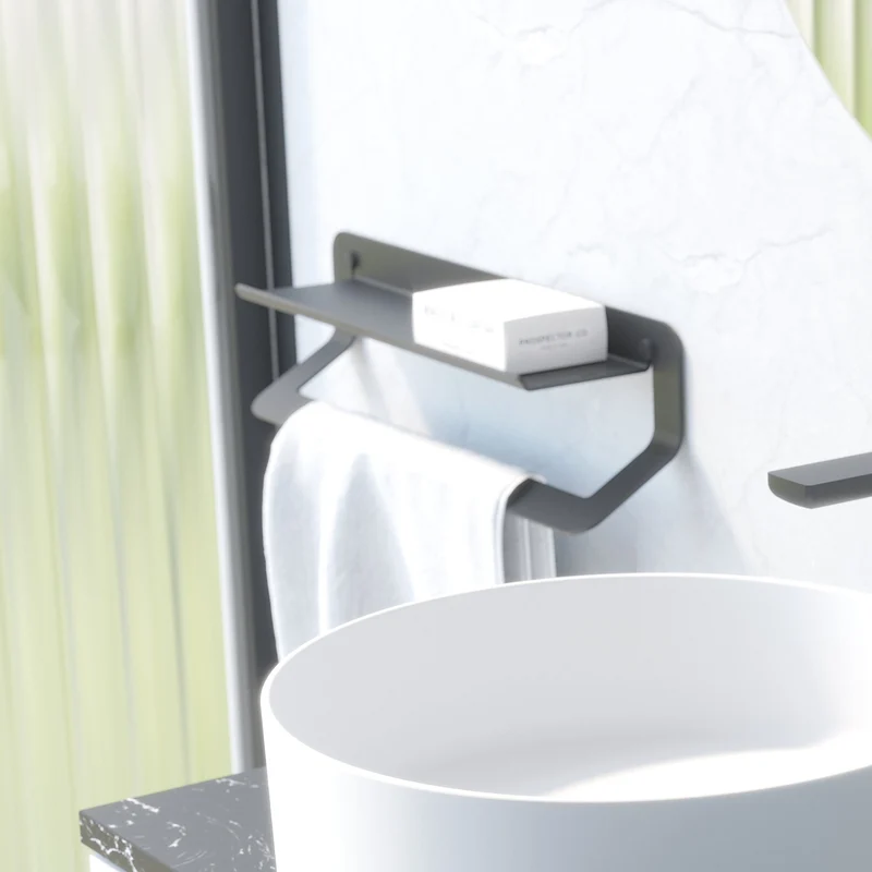 Sonia Quick Towel Rail & Shelf 45cm - Matt Black