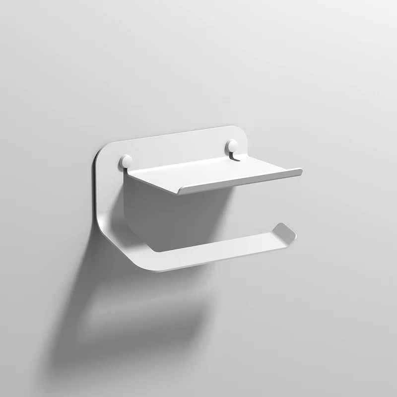 Sonia Quick Toilet Roll Holder with Shelf - Matt White