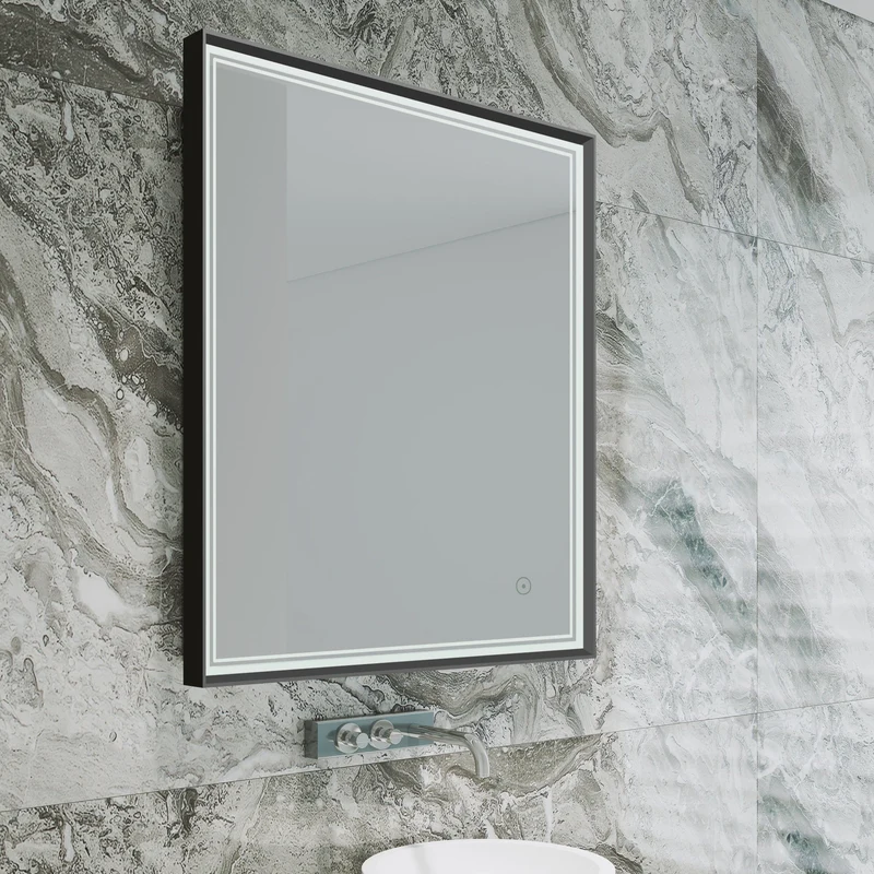 Origins Living Astoria LED Illuminated Mirror 75 - 75x90cm - Matt Black