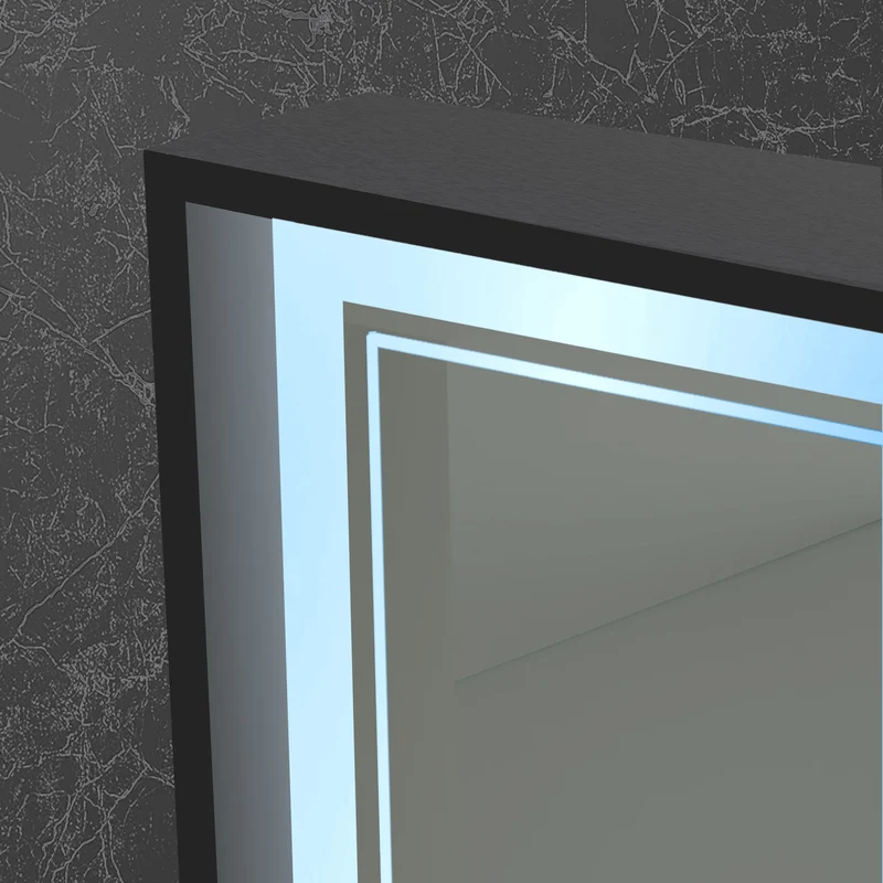 Origins Living Astoria LED Illuminated Mirror 75 - 75x90cm - Matt Black