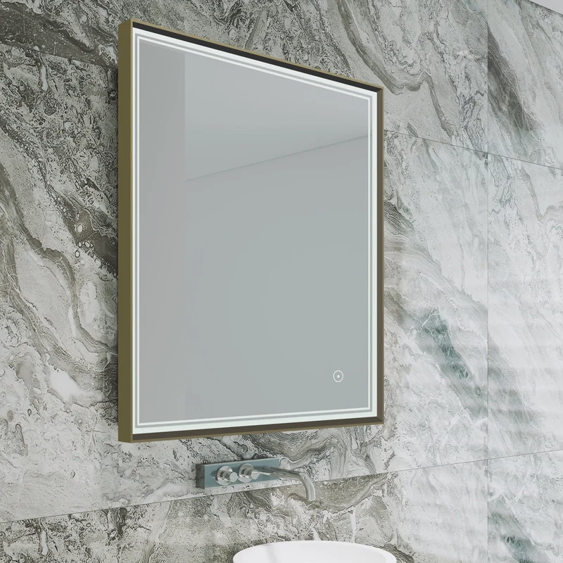 Origins Living Astoria LED Illuminated Mirror 75 - 75x90cm - Brushed Bronze