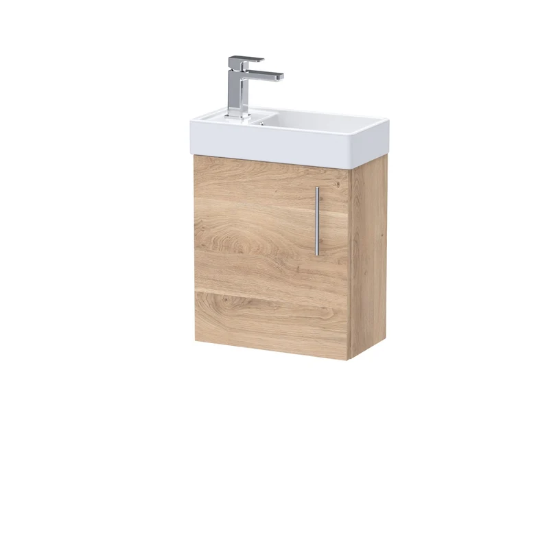 Jenson 400 x 222mm Wall Hung Cloakroom Vanity Unit & Ceramic Basin - Bleached Oak