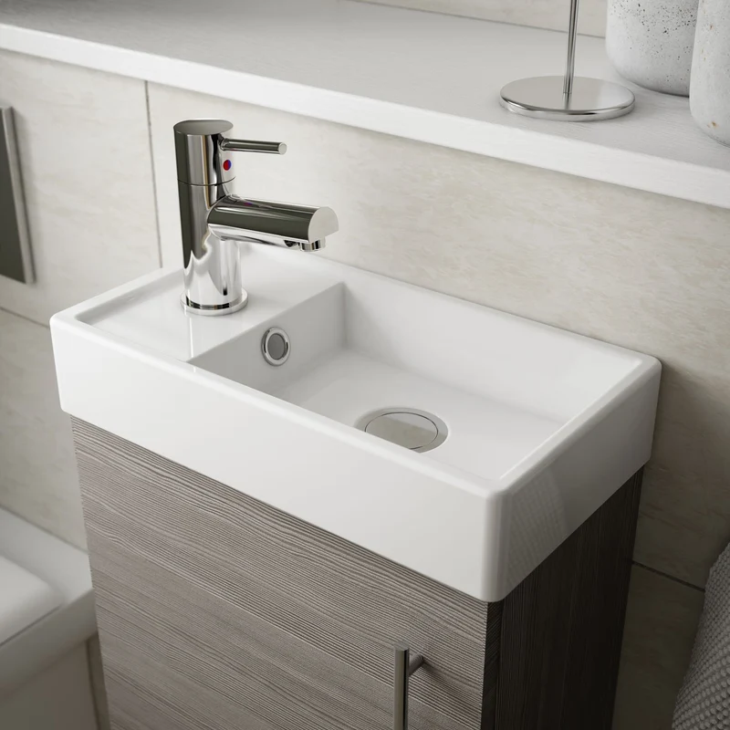 Jenson 400 x 222mm Wall Hung Cloakroom Vanity Unit & Ceramic Basin - Bleached Oak