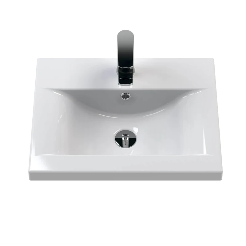 Lomond 500mm Gloss White Floorstanding Vanity Unit With Ceramic Basin - Matt Black Handles & Overflow Cover