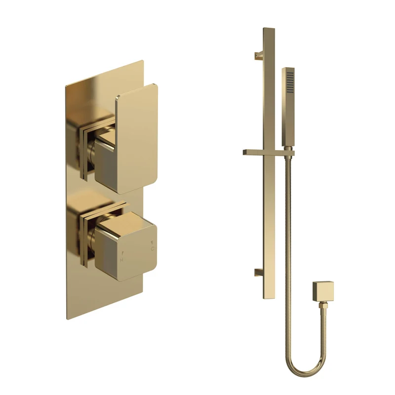 Cape Brushed Brass Concealed Shower Package With Rail Kit