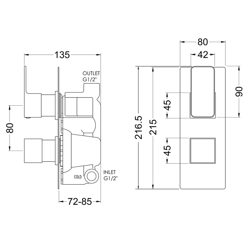 Cape Brushed Brass Concealed Shower Package With Fixed Head