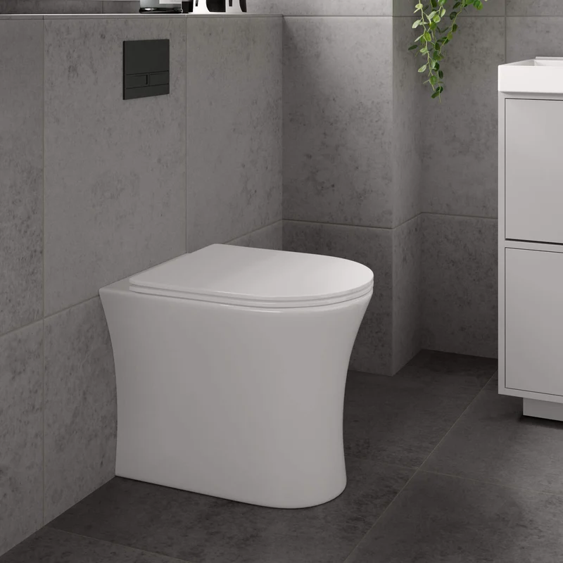 Lux Flair Rimless Back To Wall Toilet & Soft Close Seat - Matt Black Fittings