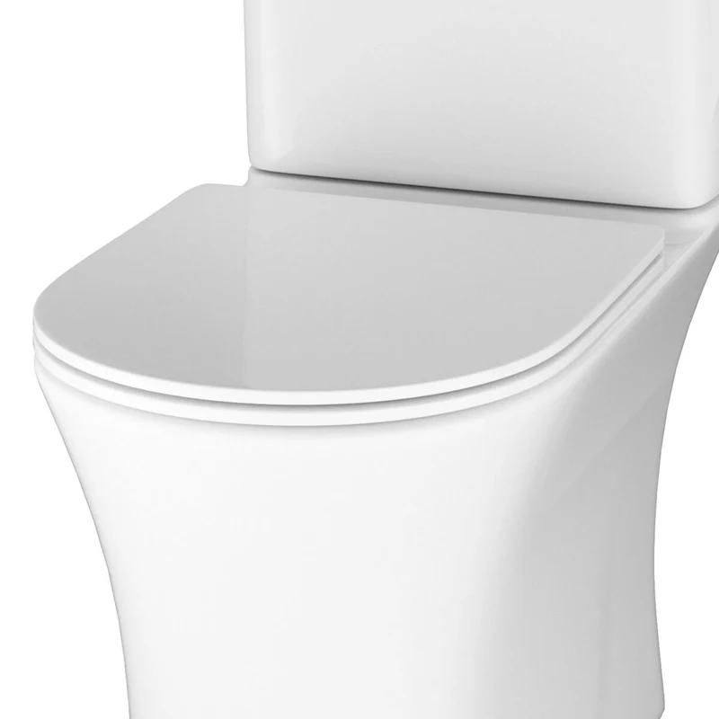 Lux Flair Rimless Comfort Height Back To Wall Close Coupled Toilet & Soft Close Seat - Chrome Fittings
