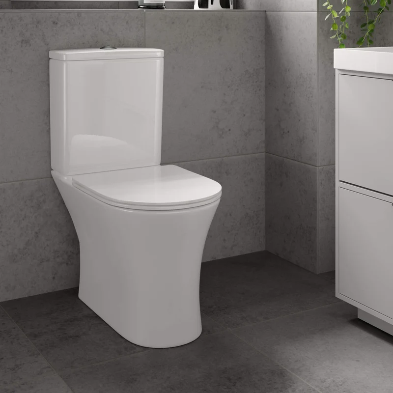 Lux Flair Rimless Close Coupled Toilet & Soft Close Seat - Matt Black Fittings