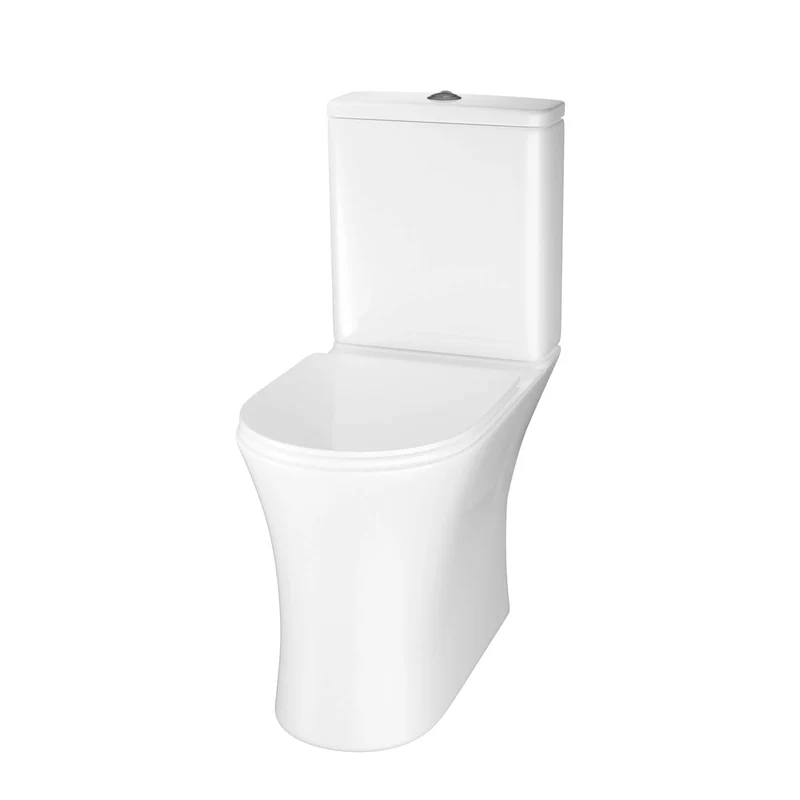 Lux Flair Rimless Close Coupled Toilet & Soft Close Seat - Matt Black Fittings