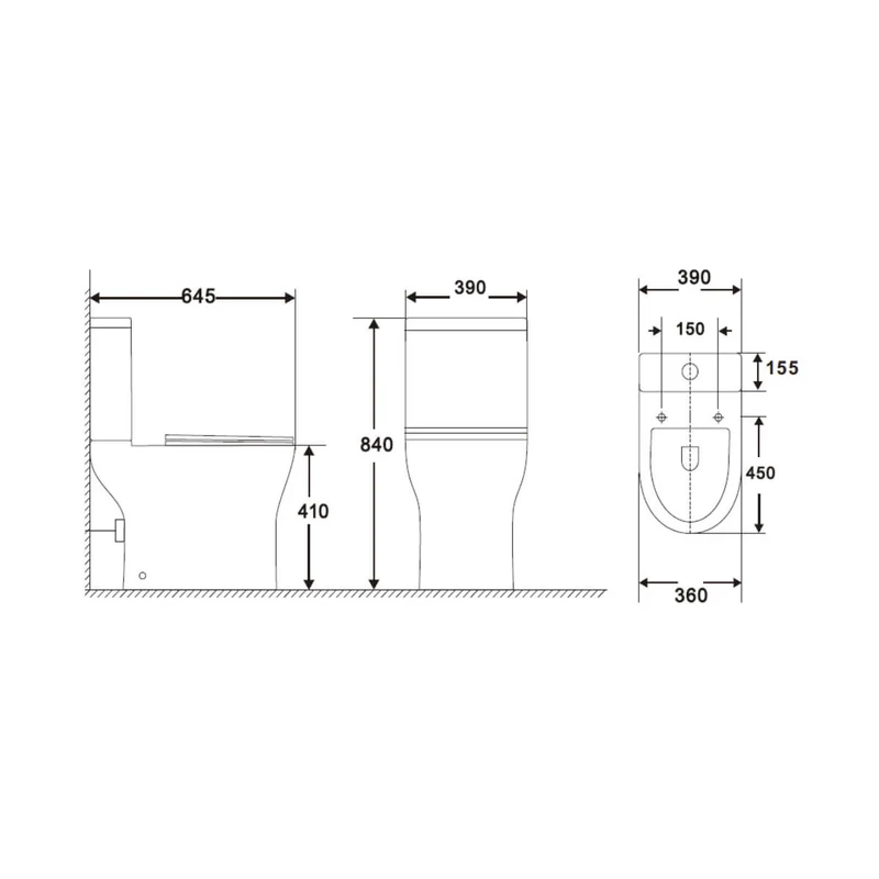 Lux Flair Rimless Close Coupled Toilet & Soft Close Seat - Chrome Fittings