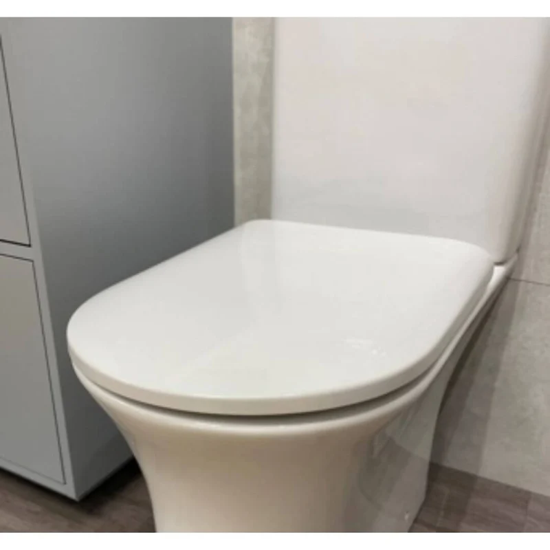 Lux Flair Rimless Back To Wall Close Coupled Toilet & Soft Close Seat - Chrome Fittings