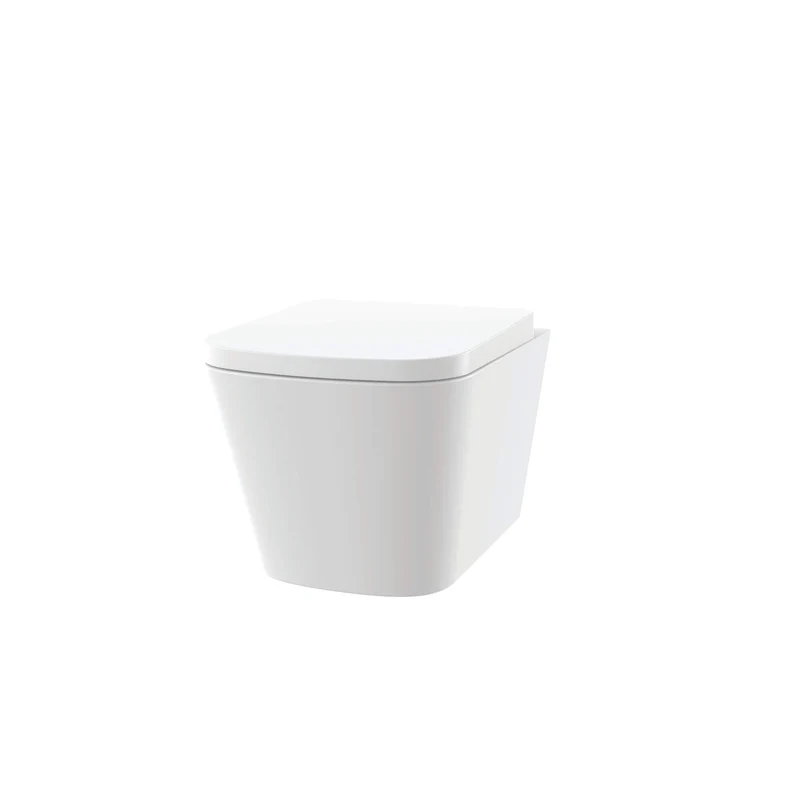 Lux Square Rimless Wall Hung Toilet & Soft Close Seat - Chrome Fittings