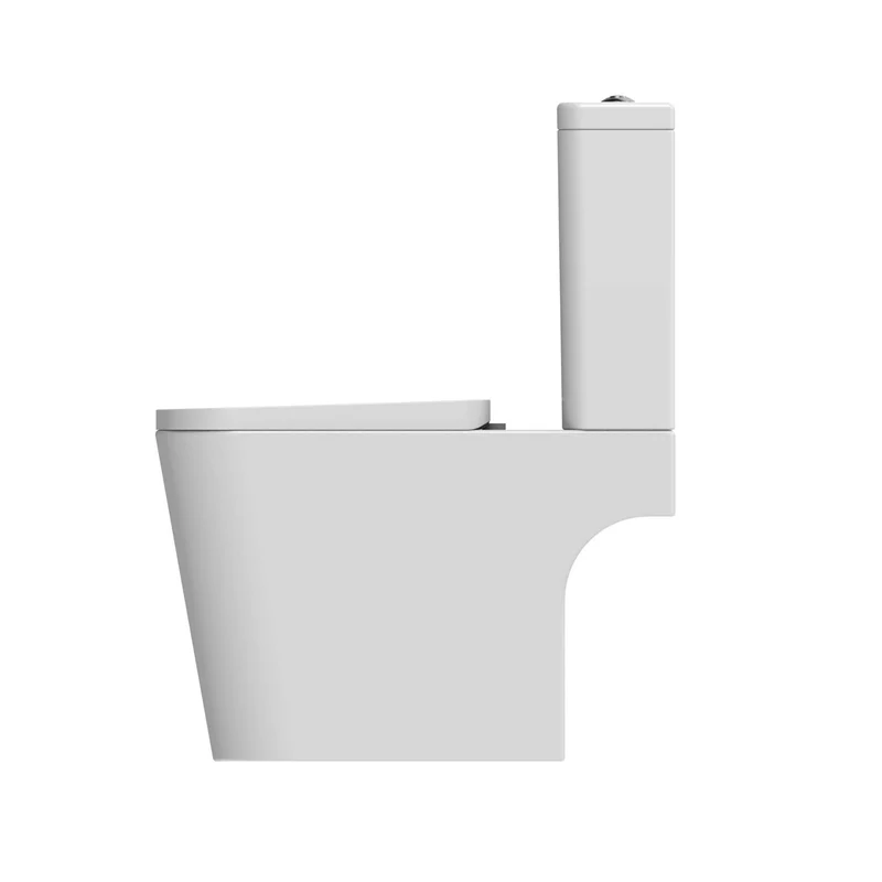 Lux Square Rimless Close Coupled Toilet & Soft Close Seat - Brushed Brass Fittings