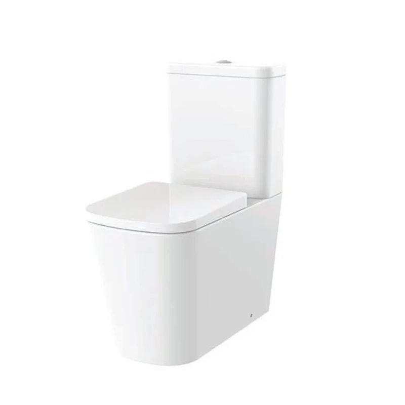 Lux Square Rimless Back To Wall Close Coupled Toilet & Soft Close Seat - Matt Black Fittings