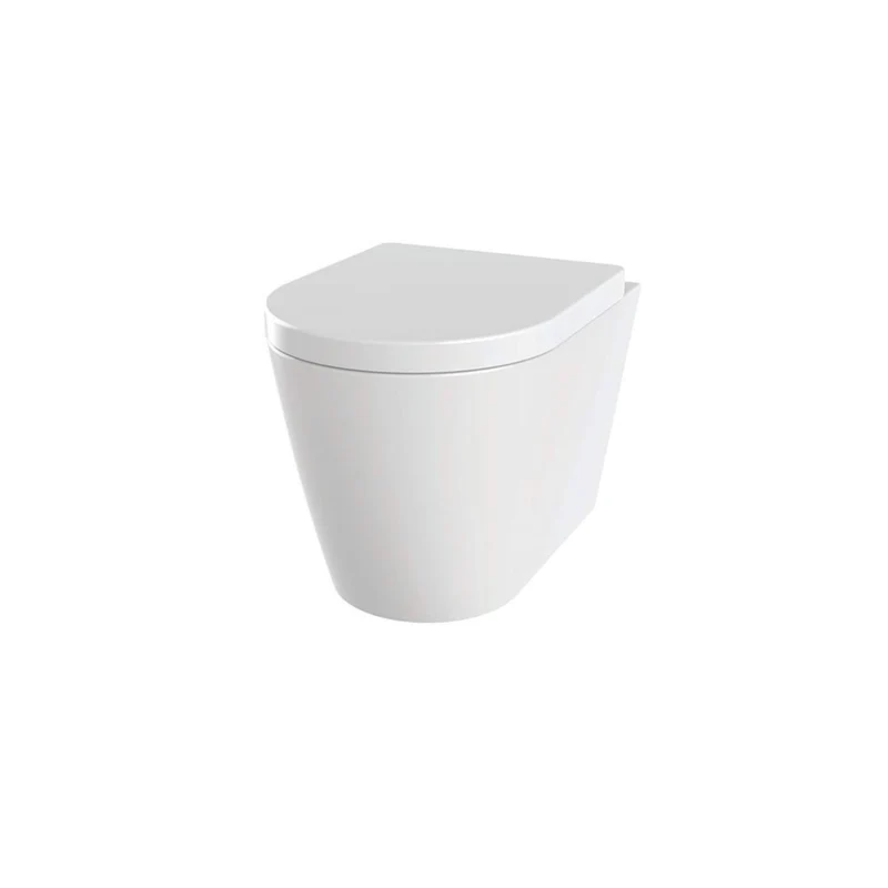 Lux Round Rimless Wall Hung Toilet & Soft Close Seat - Matt Black Fittings