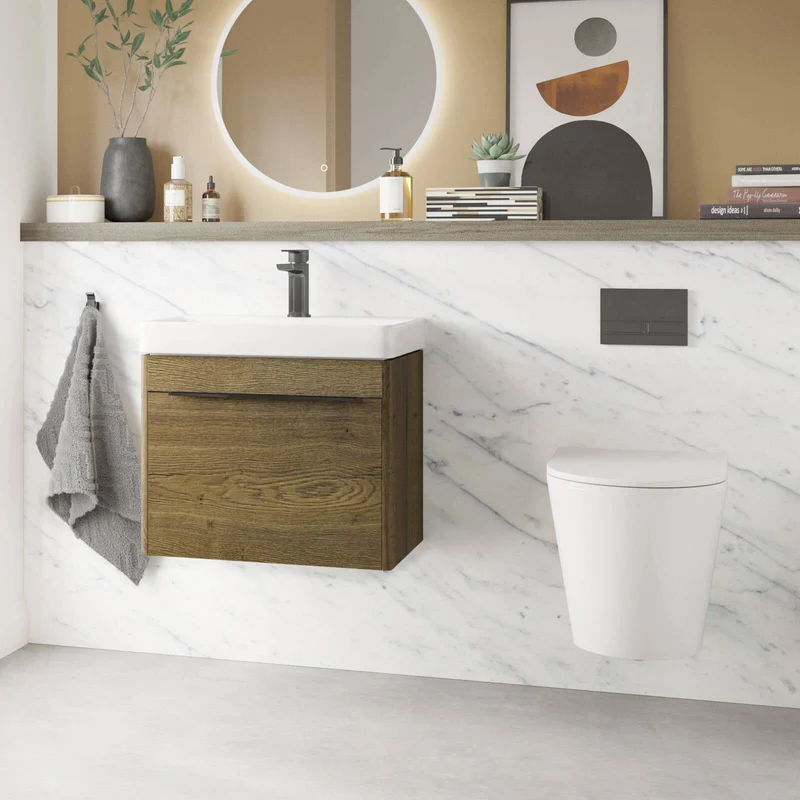 Lux Round Rimless Wall Hung Toilet & Soft Close Seat - Matt Black Fittings