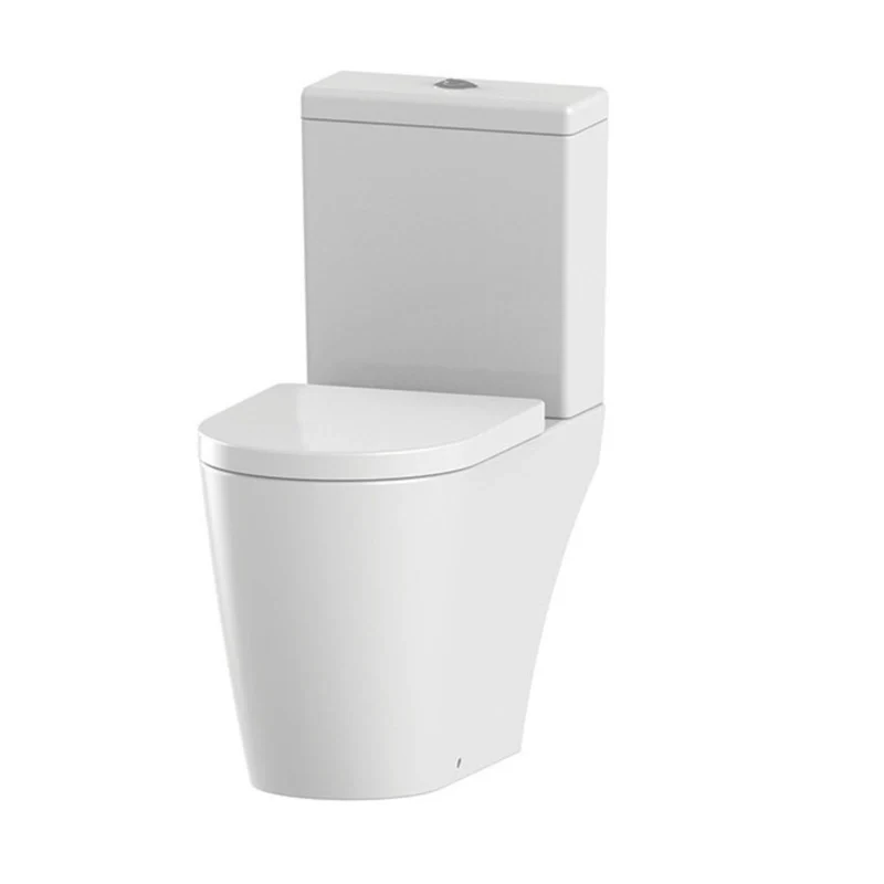 Lux Round Rimless Close Coupled Toilet & Soft Close Seat - Matt Black Fittings