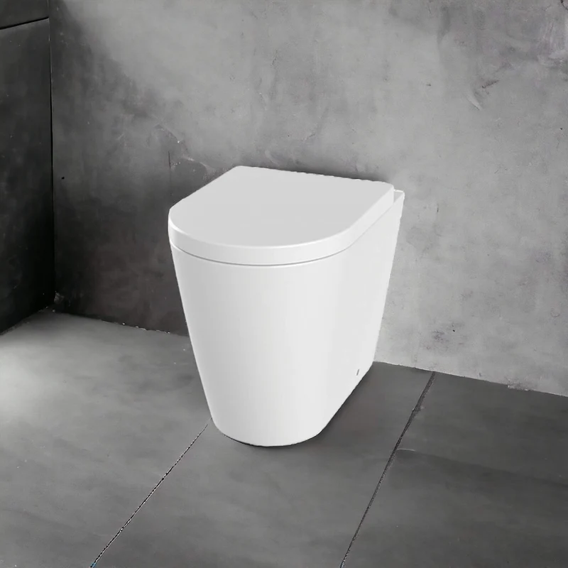 Lux Round Rimless Back To Wall Toilet & Soft Close Seat - Chrome Fittings