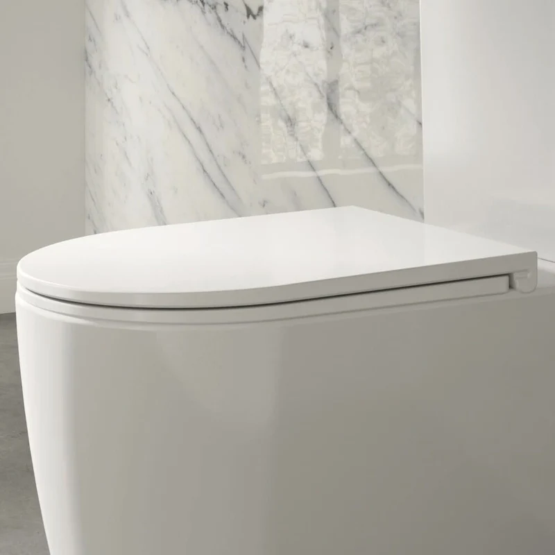 Lux Round Rimless Back To Wall Toilet & Soft Close Seat - Chrome Fittings