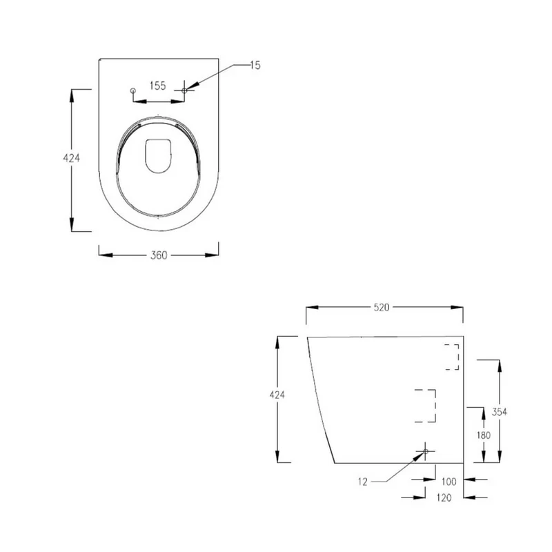 Lux Round Rimless Back To Wall Toilet & Soft Close Seat - Chrome Fittings