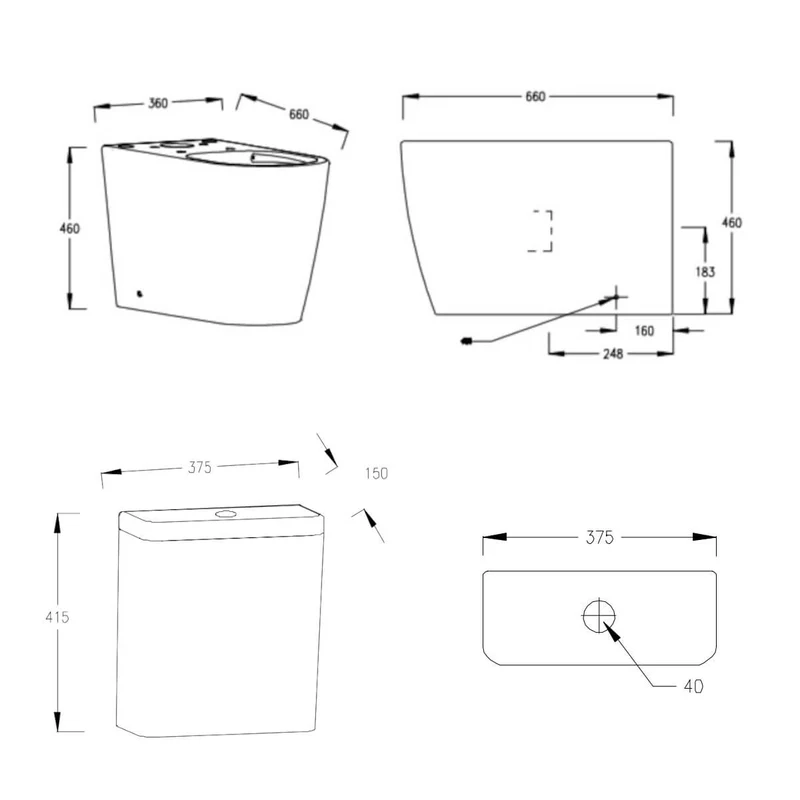 Lux Round Comfort Height Rimless Back To Wall Close Coupled Toilet & Soft Close Seat - Brushed Brass Fittings