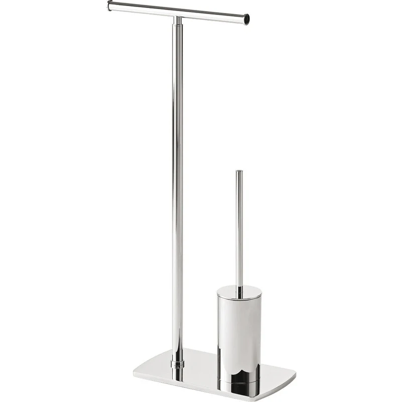 Origins Living Florida Bathroom Butler With Double Swivel Toilet Roll Holder & Brush Set - Chrome