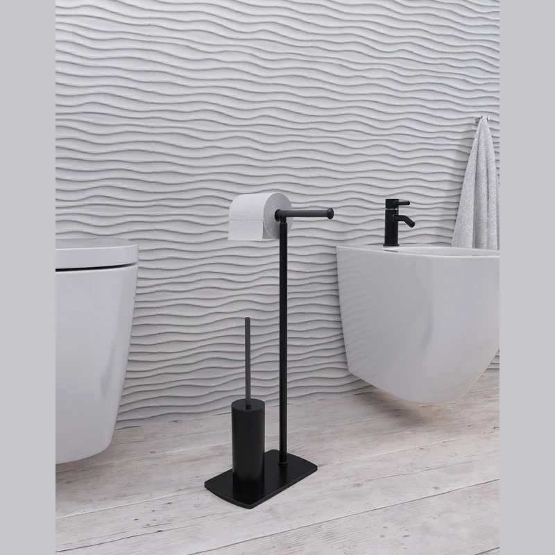 Origins Living Florida Bathroom Butler With Double Swivel Toilet Roll Holder & Brush Set - Chrome
