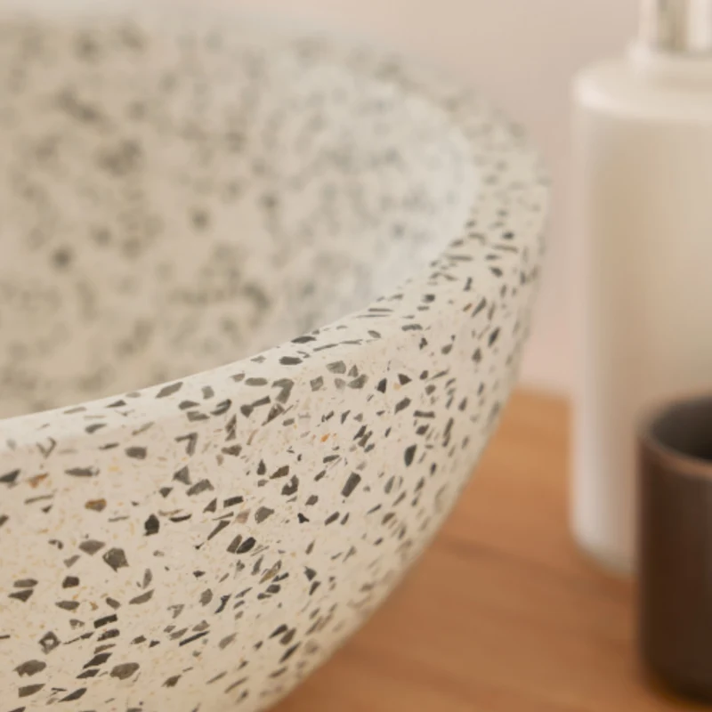Venecia Terazzo Stone Mix Wash Basin - 35x35x13cm - Grey