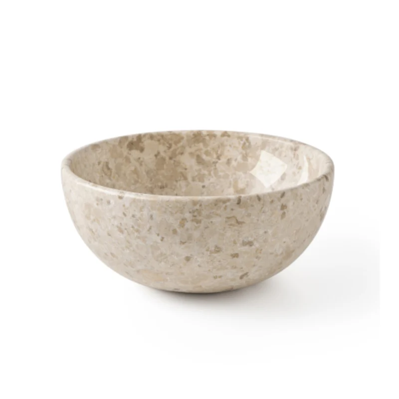 Lagoa Carved Polished Stone Basin - 35x35x15cm - Crema