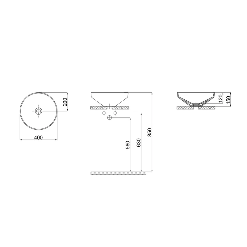 Luci 400mm Countertop Washbasin - Matt Latte