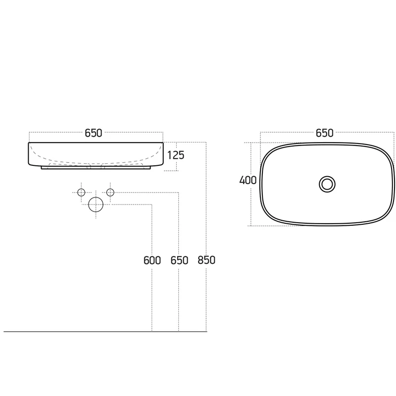 650mm Countertop Ceramic Washbasin - White