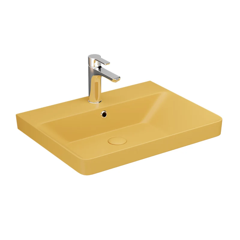 Luxury 600mm Ceramic Washbasin - Matt Mustard